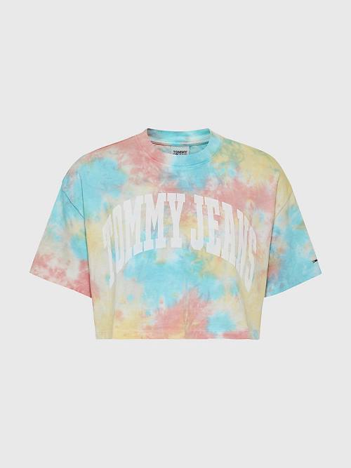 Tommy Hilfiger Tie-Dye Oversized Cropped Ženske Majice Bela | TH213VSO