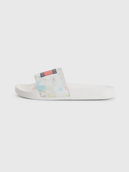 Tommy Hilfiger Tie-Dye Slides Ženske Sandali Bela | TH318CZV