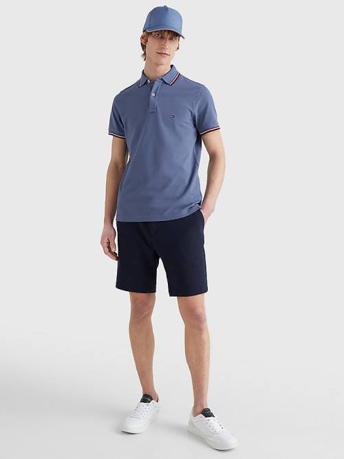 Tommy Hilfiger Tipped Slim Fit Moški Polo Majica Modra | TH104NTJ