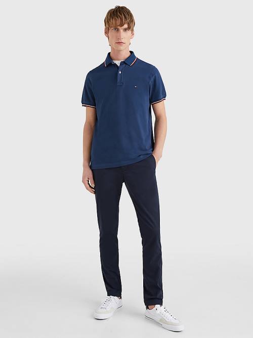 Tommy Hilfiger Tipped Slim Fit Moški Polo Majica Modra | TH497CPR