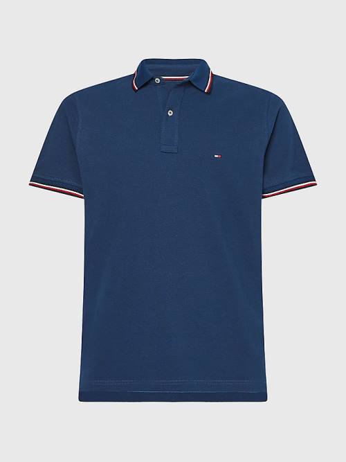 Tommy Hilfiger Tipped Slim Fit Moški Polo Majica Modra | TH497CPR