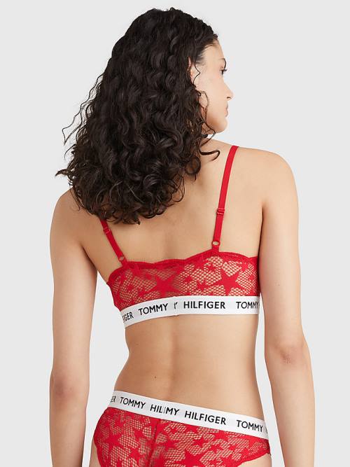 Tommy Hilfiger Tommy 85 Star Lace Non-Wired Push-Up Bra Ženske Spodnje Perilo Rdeča | TH493RPK