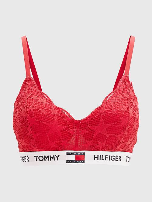 Tommy Hilfiger Tommy 85 Star Lace Non-Wired Push-Up Bra Ženske Spodnje Perilo Rdeča | TH493RPK