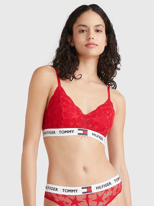 Tommy Hilfiger Tommy 85 Star Lace Non-Wired Push-Up Bra Ženske Spodnje Perilo Rdeča | TH493RPK