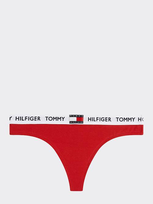 Tommy Hilfiger Tommy 85 Stretch Cotton Logo Thong Ženske Spodnje Perilo Rdeča | TH621SKD