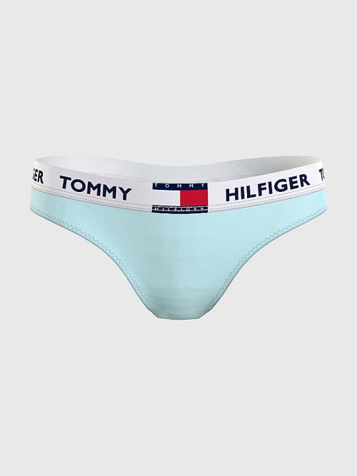 Tommy Hilfiger Tommy 85 Stretch Cotton Logo Thong Ženske Spodnje Perilo Modra | TH813NFG