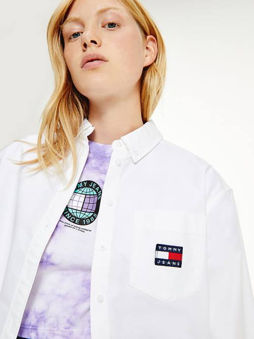 Tommy Hilfiger Tommy Badge Boyfriend Ženske Srajce Bela | TH510VJP