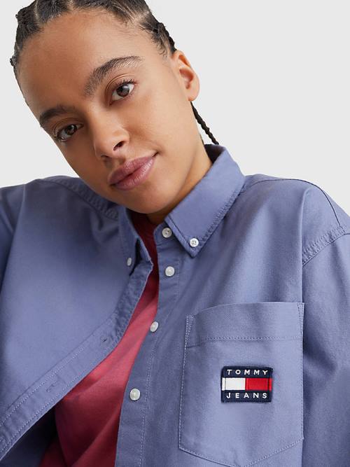 Tommy Hilfiger Tommy Badge Boyfriend Ženske Srajce Vijolična | TH954ZJM