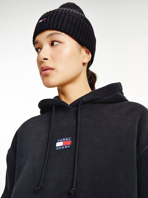 Tommy Hilfiger Tommy Badge Fleece Ženske Pulover s kapuco Črna | TH756YDP