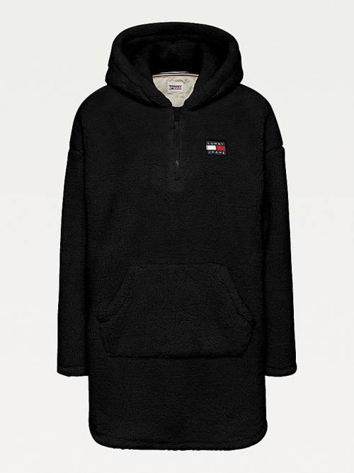 Tommy Hilfiger Tommy Badge Half-Zip Fleece Ženske Obleke Črna | TH572PTZ