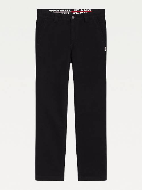 Tommy Hilfiger Tommy Badge Organic Cotton Relaxed Chinos Moški Hlače Črna | TH569ENP