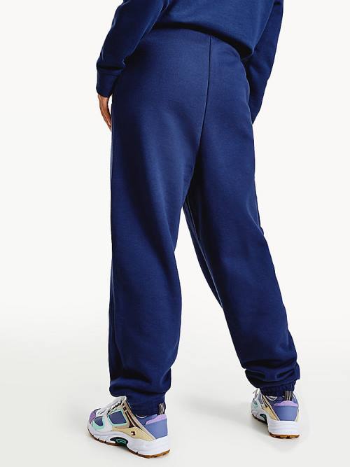 Tommy Hilfiger Tommy Badge Relaxed Joggers Ženske Hlače Modra | TH451GMT