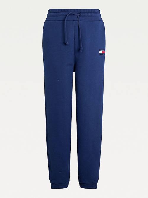 Tommy Hilfiger Tommy Badge Relaxed Joggers Ženske Hlače Modra | TH451GMT