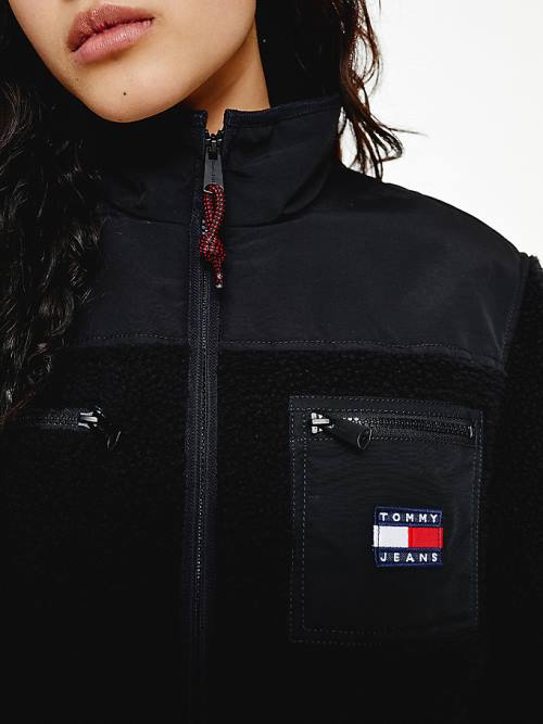 Tommy Hilfiger Tommy Badge Sherpa Pocket Ženske Jakne Črna | TH062LFG