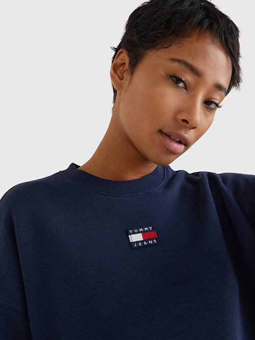 Tommy Hilfiger Tommy Badge Sweater Ženske Obleke Modra | TH581YAE