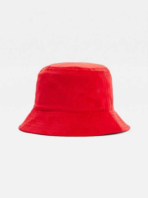 Tommy Hilfiger Tommy Badge Velvet Bucket Ženske Kapa Rdeča | TH389FDK