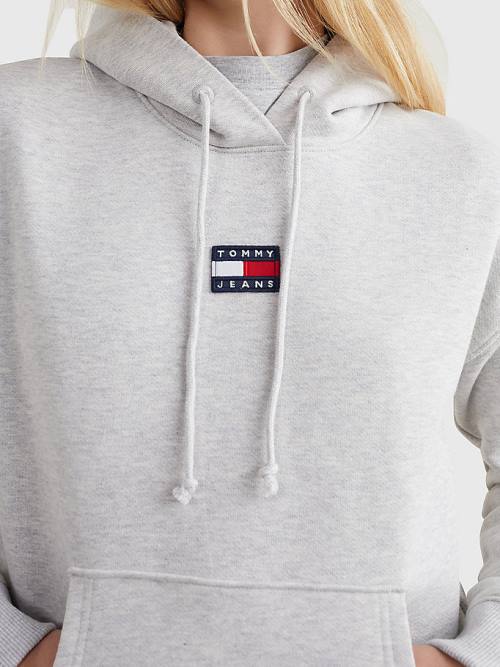 Tommy Hilfiger Tommy Badge Ženske Pulover s kapuco Siva | TH893MNC