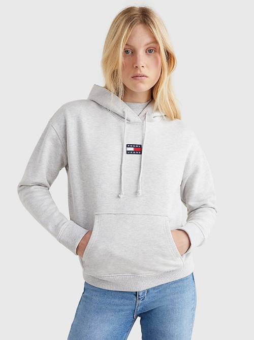 Tommy Hilfiger Tommy Badge Ženske Pulover s kapuco Siva | TH893MNC