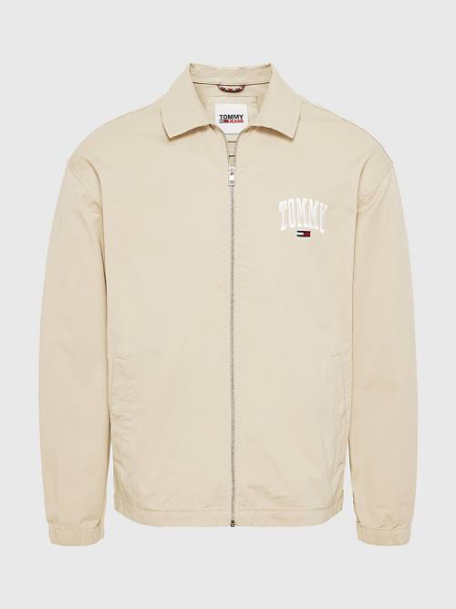 Tommy Hilfiger Tommy Embroidery Organic Cotton Zip-Thru Moški Jakne Bež | TH089BRU