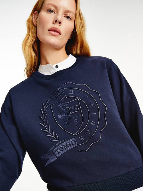 Tommy Hilfiger Tommy Icons Logo Embroidery Ženske Pulover Modra | TH041CTV