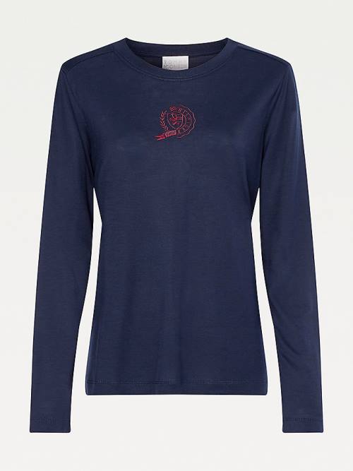 Tommy Hilfiger Tommy Icons Long Sleeve Ženske Majice Modra | TH534LGF