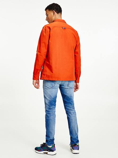 Tommy Hilfiger Tommy Jeans Tech Organic Cotton Twill Overshirt Moški Srajce Rdeča | TH152TNM