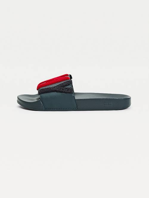 Tommy Hilfiger Tommy Lettering Pool Slides Ženske Sandali Modra | TH390CAR