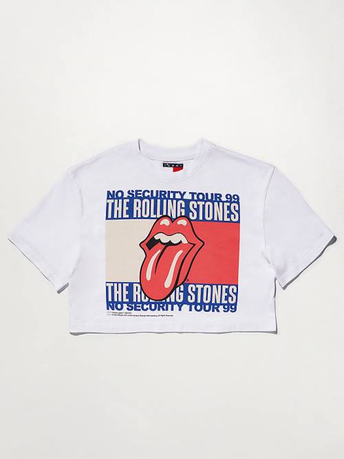 Tommy Hilfiger Tommy Revisited Rolling Stones Cropped Ženske Majice Bela | TH814PIH