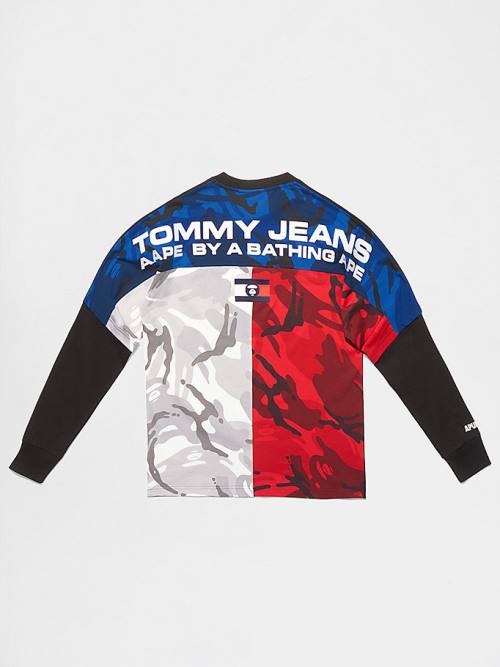 Tommy Hilfiger Tommy X AAPE Long Sleeve Moški Majice Črna | TH642CWD