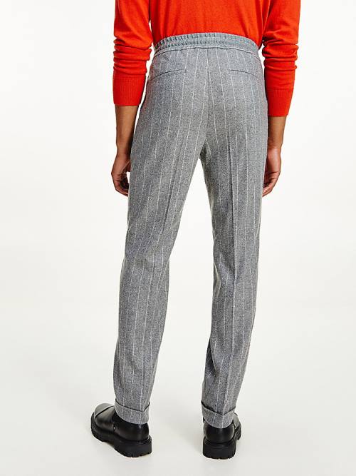 Tommy Hilfiger Tommy x Lardini Wool Blend Slim Fit Pinstripe Moški Hlače Siva | TH617PKR