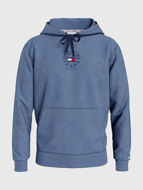 Tommy Hilfiger Tonal Circle Logo Fleece Moški Pulover s kapuco Modra | TH860FJN