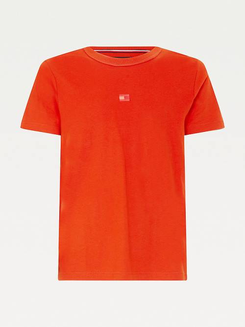 Tommy Hilfiger Tonal Flag Embroidery Moški Majice Oranžna | TH945RJV