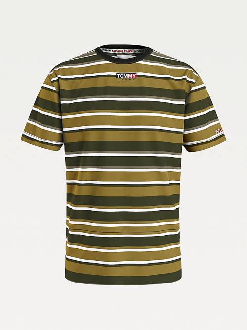 Tommy Hilfiger Tonal Stripe Moški Majice Zelena | TH472NBJ