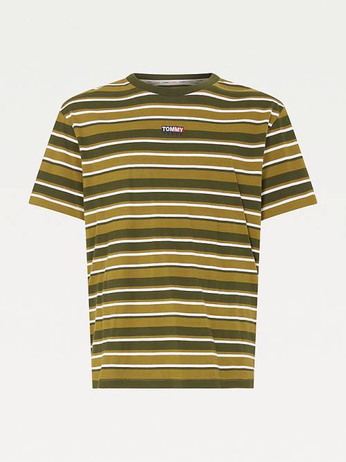 Tommy Hilfiger Tonal Stripe Moški Majice Zelena | TH472NBJ