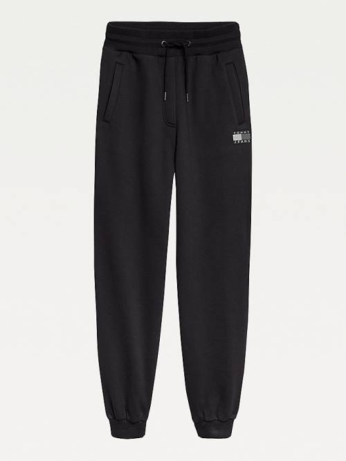 Tommy Hilfiger Tonal Tommy Badge Joggers Ženske Hlače Črna | TH612VLR