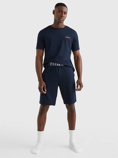 Tommy Hilfiger Ultra Soft Logo Set Moški Pižama Modra | TH451UAI