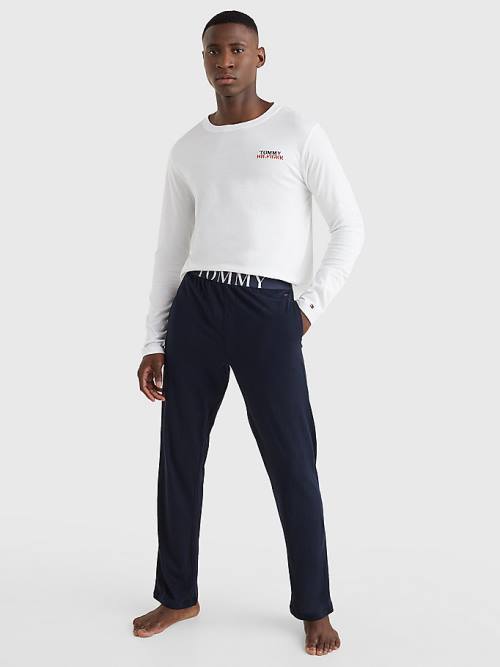 Tommy Hilfiger Ultra Soft Long Sleeve Set Moški Pižama Bela | TH985BVW