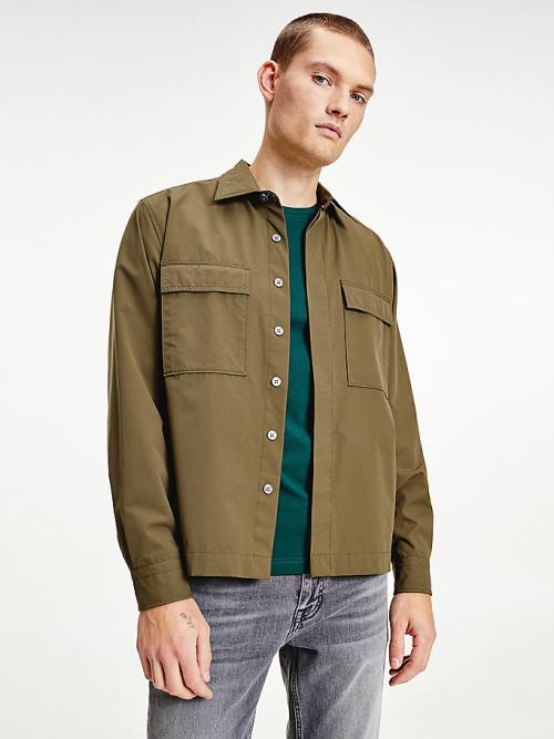 Tommy Hilfiger Utility Regular Fit Poplin Overshirt Moški Srajce Kaki | TH198ZEB