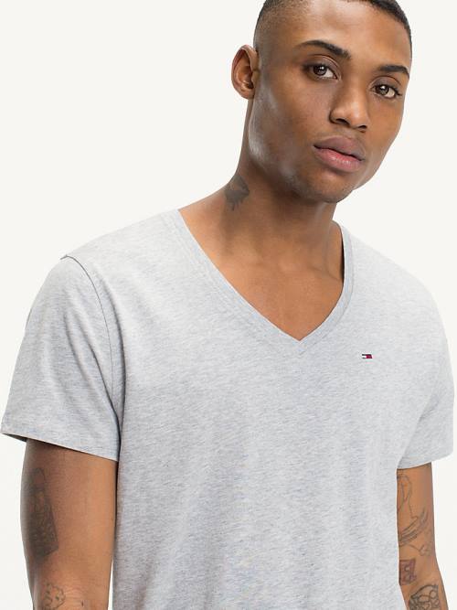 Tommy Hilfiger V-Neck Moški Majice Siva | TH205XOC