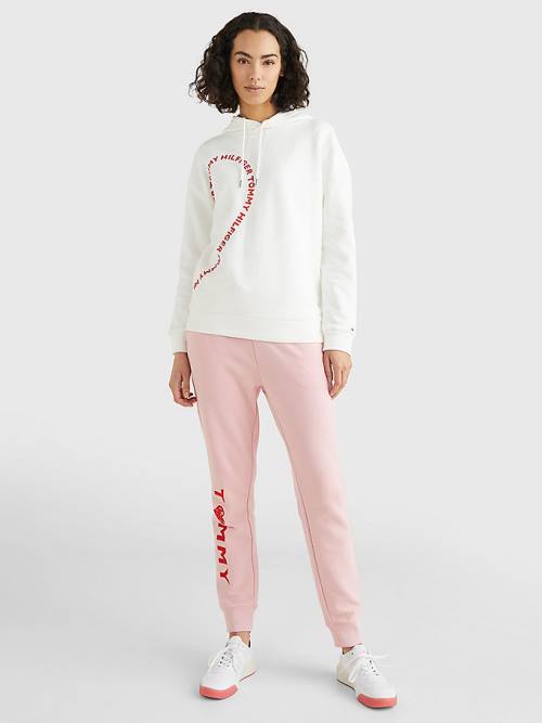 Tommy Hilfiger Valentines Heart Print Relaxed Fit Ženske Pulover s kapuco Bela | TH601VBO