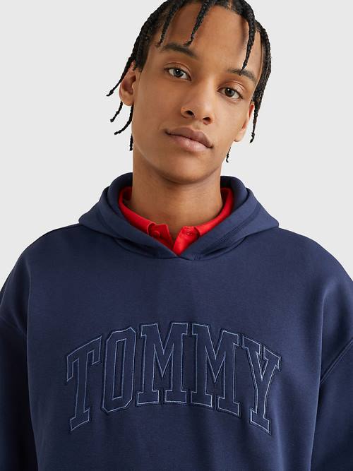 Tommy Hilfiger Varsity Logo Moški Pulover s kapuco Modra | TH076JTL