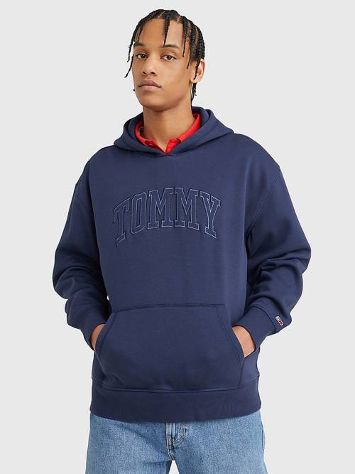 Tommy Hilfiger Varsity Logo Moški Pulover s kapuco Modra | TH076JTL