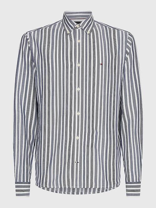 Tommy Hilfiger Vertical Stripe Regular Fit Moški Srajce Modra | TH086RWQ