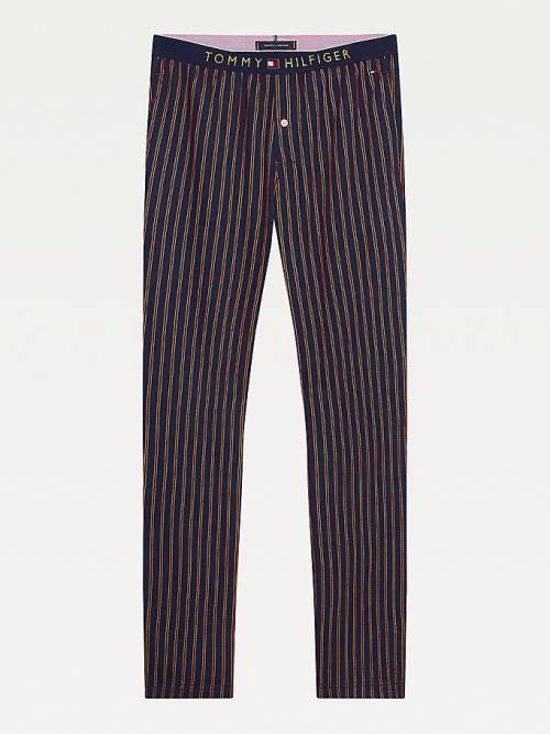 Tommy Hilfiger Vertical Stripe Trousers Moški Pižama Modra | TH205UTL