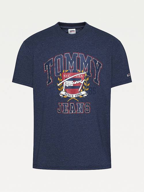 Tommy Hilfiger Vintage Logo Washed Moški Majice Modra | TH013CSE