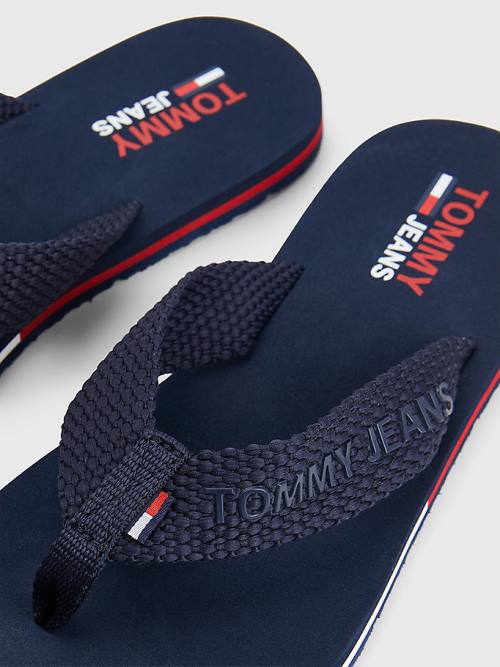 Tommy Hilfiger Webbing Strap Flag Flip-Flops Ženske Sandali Modra | TH503OPJ