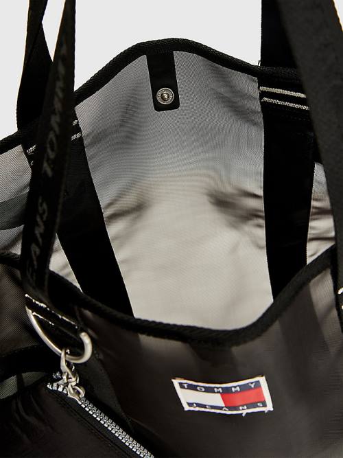 Tommy Hilfiger Weekender Webbing Tote Ženske Torbice Črna | TH962OBR