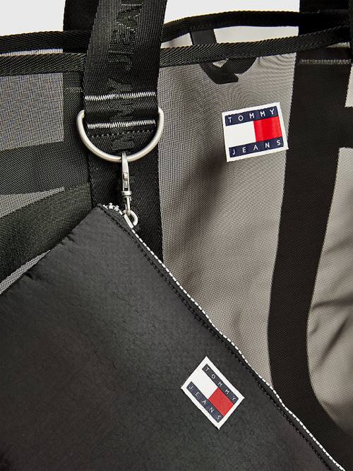 Tommy Hilfiger Weekender Webbing Tote Ženske Torbice Črna | TH962OBR