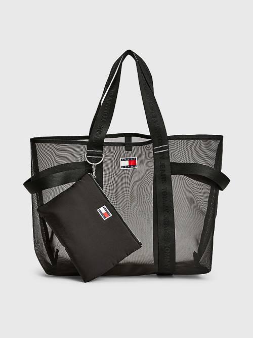 Tommy Hilfiger Weekender Webbing Tote Ženske Torbice Črna | TH962OBR