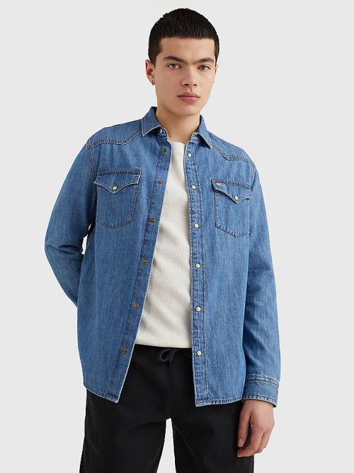 Tommy Hilfiger Western Organic Cotton Denim Moški Srajce Denim | TH293XVM